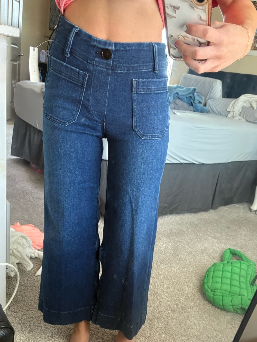 NWT Anthropologie Maeve Colette High Rise Wide-Leg Cropped Jeans
